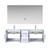 Lexora Geneva 60" Glossy White Double Wall Mount Vanity, White Carrara Marble Top, White Square Sinks and 60" LED Mirror w/ Faucets