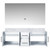 Lexora Geneva 60" Glossy White Double Wall Mount Vanity Cabinet, White Carrara Marble Top, White Square Sinks and 60" LED Mirror