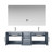 Lexora Geneva 60" Dark Grey Double Wall Mount Vanity, White Carrara Marble Top, White Square Sinks and 60" LED Mirror w/ Faucets