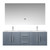 Lexora Geneva 60" Dark Grey Double Wall Mount Vanity, White Carrara Marble Top, White Square Sinks and 60" LED Mirror w/ Faucets