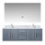 Lexora Geneva 60" Dark Grey Double Wall Mount Vanity Cabinet, White Carrara Marble Top, White Square Sinks and 60" LED Mirror w/ Faucets