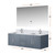 Lexora Geneva 60" Dark Grey Double Wall Mount Vanity Cabinet, White Carrara Marble Top, White Square Sinks and 60" LED Mirror w/ Faucets