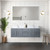 Lexora Geneva 60" Dark Grey Double Wall Mount Vanity Cabinet, White Carrara Marble Top, White Square Sinks and 60" LED Mirror