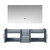 Lexora Geneva 60" Dark Grey Double Wall Mount Vanity Cabinet, no Top and 60" LED Mirror