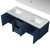 Lexora Geneva 60" Navy Blue Double Wall Mount Vanity, White Carrara Marble Top, White Square Sinks and 60" LED Mirror