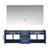 Lexora Geneva 60" Navy Blue Double Wall Mount Vanity, no Top and 60" LED Mirror