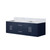 Lexora Geneva 60" Navy Blue Double Wall Mount Vanity Cabinet, White Carrara Marble Top, White Square Sinks and no Mirror