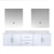 Lexora Geneva 72" Glossy White Double Wall Mount Vanity Cabinet, White Carrara Marble Top, White Square Sinks and 30" LED Mirrors