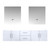 Lexora Geneva 72" Glossy White Double Wall Mount Vanity Cabinet, no Top and 30" LED Mirrors