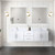 Lexora Geneva 72" Glossy White Double Wall Mount Vanity Cabinet, White Carrara Marble Top, White Square Sinks and no Mirror