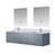 Lexora Geneva 72" Dark Grey Double Wall Mount Vanity Cabinet, White Carrara Marble Top, White Square Sinks and 30" LED Mirrors w/ Faucets