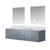 Lexora Geneva 72" Dark Grey Double Wall Mount Vanity Cabinet, White Carrara Marble Top, White Square Sinks and 30" LED Mirrors