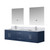 Lexora Geneva 72" Navy Blue Double Wall Mount Vanity Cabinet, White Carrara Marble Top, White Square Sinks and 30" LED Mirrors w/ Faucets