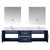 Lexora Geneva 72" Navy Blue Double Wall Mount Vanity Cabinet, White Carrara Marble Top, White Square Sinks and 30" LED Mirrors w/ Faucets