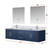 Lexora Geneva 72" Navy Blue Double Wall Mount Vanity Cabinet, White Carrara Marble Top, White Square Sinks and 30" LED Mirrors w/ Faucets