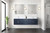 Lexora Geneva 72" Navy Blue Double Wall Mount Vanity Cabinet, White Carrara Marble Top, White Square Sinks and 30" LED Mirrors w/ Faucets