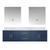 Lexora Geneva 72" Navy Blue Double Wall Mount Vanity Cabinet, White Carrara Marble Top, White Square Sinks and 30" LED Mirrors
