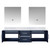 Lexora Geneva 72" Navy Blue Double Wall Mount Vanity Cabinet, White Carrara Marble Top, White Square Sinks and 30" LED Mirrors