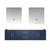 Lexora Geneva 72" Navy Blue Double Wall Mount Vanity, no Top and 30" LED Mirrors