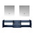 Lexora Geneva 72" Navy Blue Double Wall Mount Vanity, no Top and 30" LED Mirrors