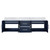 Lexora Geneva 72" Navy Blue Double Wall Mount Vanity Cabinet, White Carrara Marble Top, White Square Sinks and no Mirror