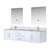 Lexora Geneva 80" Glossy White Double Wall Mount Vanity Cabinet, White Carrara Marble Top, White Square Sinks and 30" LED Mirrors w/ Faucets