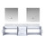 Lexora Geneva 80" Glossy White Double Wall Mount Vanity Cabinet, White Carrara Marble Top, White Square Sinks and 30" LED Mirrors