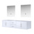 Lexora Geneva 80" Glossy White Double Wall Mount Vanity Cabinet, no Top and 30" LED Mirrors