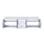 Lexora Geneva 80" Glossy White Double Wall Mount Vanity Cabinet, White Carrara Marble Top, White Square Sinks and no Mirror