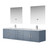 Lexora Geneva 80" Dark Grey Double Wall Mount Vanity, White Carrara Marble Top, White Square Sinks and 30" LED Mirrors w/ Faucets