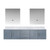 Lexora Geneva 80" Dark Grey Double Wall Mount Vanity Cabinet, White Carrara Marble Top, White Square Sinks and 30" LED Mirrors