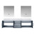 Lexora Geneva 80" Dark Grey Double Wall Mount Vanity Cabinet, White Carrara Marble Top, White Square Sinks and 30" LED Mirrors