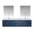 Lexora Geneva 80" Navy Blue Double Wall Mount Vanity Cabinet, White Carrara Marble Top, White Square Sinks and 30" LED Mirrors w/ Faucets