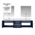 Lexora Geneva 80" Navy Blue Double Wall Mount Vanity Cabinet, White Carrara Marble Top, White Square Sinks and 30" LED Mirrors w/ Faucets