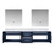 Lexora Geneva 80" Navy Blue Double Wall Mount Vanity Cabinet, White Carrara Marble Top, White Square Sinks and 30" LED Mirrors