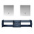 Lexora Geneva 80" Navy Blue Double Wall Mount Vanity, no Top and 30" LED Mirrors