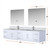 Lexora Geneva 84" Glossy White Double Wall Mount Vanity Cabinet, White Carrara Marble Top, White Square Sinks and 36" LED Mirrors w/ Faucets