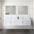 Lexora Geneva 84" Glossy White Double Wall Mount Vanity Cabinet, White Carrara Marble Top, White Square Sinks and 36" LED Mirrors w/ Faucets