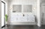 Lexora Geneva 84" Glossy White Double Wall Mount Vanity Cabinet, White Carrara Marble Top, White Square Sinks and 36" LED Mirrors w/ Faucets