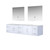 Lexora Geneva 84" Glossy White Double Wall Mount Vanity, White Carrara Marble Top, White Square Sinks and 36" LED Mirrors