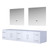 Lexora Geneva 84" Glossy White Double Wall Mount Vanity Cabinet, no Top and 36" LED Mirrors