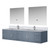 Lexora Geneva 84" Dark Grey Double Wall Mount Vanity Cabinet, White Carrara Marble Top, White Square Sinks and 36" LED Mirrors w/ Faucets