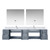 Lexora Geneva 84" Dark Grey Double Wall Mount Vanity Cabinet, White Carrara Marble Top, White Square Sinks and 36" LED Mirrors w/ Faucets