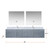 Lexora Geneva 84" Dark Grey Double Wall Mount Vanity Cabinet, White Carrara Marble Top, White Square Sinks and 36" LED Mirrors w/ Faucets