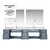 Lexora Geneva 84" Dark Grey Double Wall Mount Vanity Cabinet, White Carrara Marble Top, White Square Sinks and 36" LED Mirrors w/ Faucets