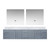 Lexora Geneva 84" Dark Grey Double Wall Mount Vanity Cabinet, White Carrara Marble Top, White Square Sinks and 36" LED Mirrors