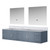 Lexora Geneva 84" Dark Grey Double Wall Mount Vanity Cabinet, White Carrara Marble Top, White Square Sinks and 36" LED Mirrors