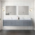 Lexora Geneva 84" Dark Grey Double Wall Mount Vanity Cabinet, White Carrara Marble Top, White Square Sinks and 36" LED Mirrors