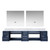 Lexora Geneva 84" Navy Blue Double Wall Mount Vanity Cabinet, White Carrara Marble Top, White Square Sinks and 36" LED Mirrors