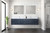 Lexora Geneva 84" Navy Blue Double Wall Mount Vanity Cabinet, White Carrara Marble Top, White Square Sinks and 36" LED Mirrors
